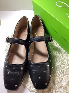 Sam Edelman Black Studded Mary Jane Flats Size 11 M